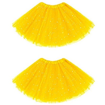 2X Mädchen Tutu RöCke Star Sparkle Pailletten Prinzessin Kleider 3 Schichte3088