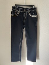 Montero Men  s Jeans 30/30 Stitched Detail Dark Wash Boot Leg Denim Pants