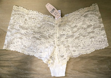 NWT Vintage Victoria's Secret Coconut Sheer Nylon Blend Lace Cheeky Panties S