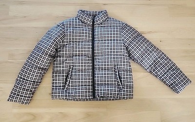 Time And Tru Plaid Puffer Jacket Brown, Black Women's Sz M Wind Resistant New