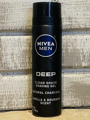 Nivea Men Deep Clean Shave Shaving Gel Natural Charcoal Vanilla & Bourbon 7 oz