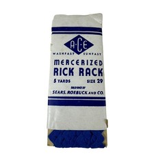 Vintage A.C.E. Dark Blue Cotton Rick Rack 5 Y...