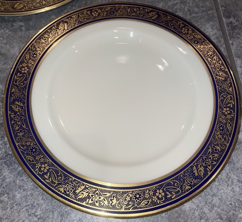 Set of 3 Lenox China BARCLAY Salad Plates 8.25" Blue and Gold - Picture 4 of 6