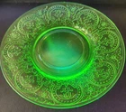 Indiana Horseshoe Green Depression Glass Bread Butter Plate Uranium UV Reactive