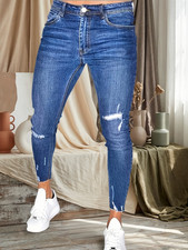 Jeans Uomo Skinny Fit Straight Pantaloni Elasticizzati Resistenti W32 L32 NUOVO