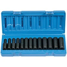 3/8" Drive 13 Piece Deep Metric Set 1213MD GREY PNEUMATIC Metal Black