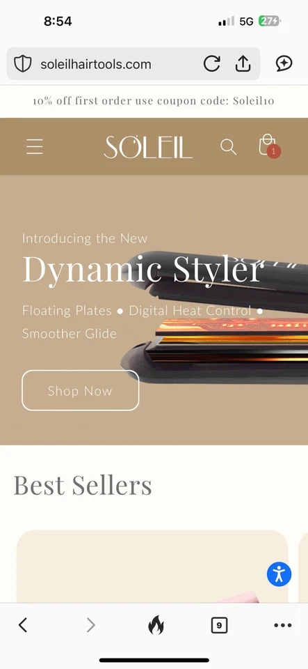 Soleil Professional Solid Ceramic Flat Iron - Image 3 of 4