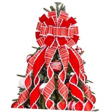 Christmas Tree Topper Wreath Bow Large Christmas Bow Tree Topper, Burlap Red
