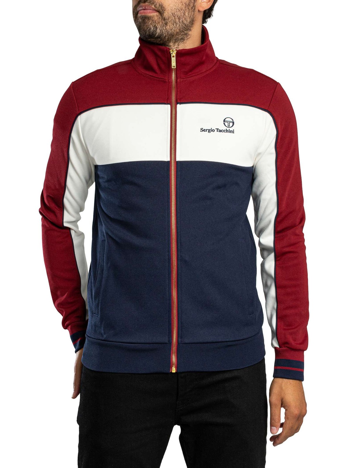 Sergio Tacchini Spiga Track Jacket, Merlot/Gardenia/Maritime Blue - L