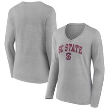 Women's Gray South Carolina State Bulldogs Campus Long Sleeve V-Neck T-Shirt