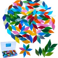120pc Stained Glass Mosaic Leaf  Petal Tiles Mixed Colors 1 1/3" Craft Supplies