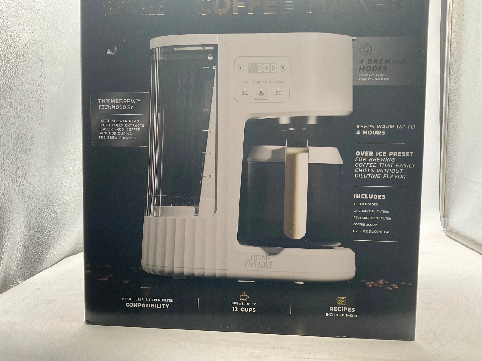 Thyme & Table 12-Cup Programmable Drip Coffee Maker 60oz Water Reservoir, Sand