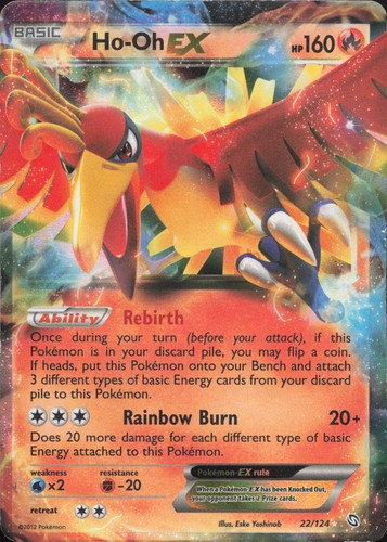 Ho-Oh EX 22/124 Holo EX Rare Dragons Exalted Pokemon Moderately Played