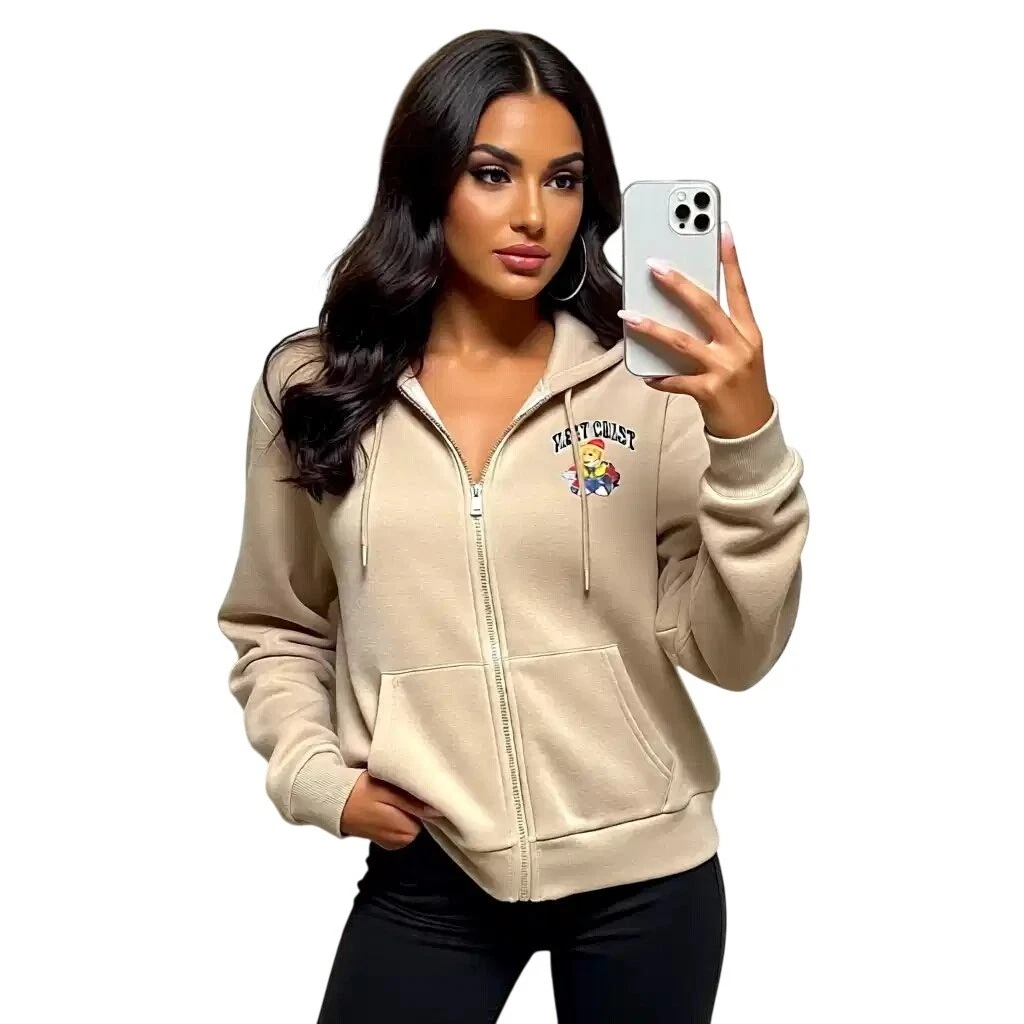 Angel Cult FleeceTeddy Bear West Coast Zip Up Hoodie Size L