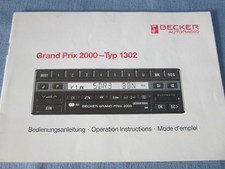MERCEDES-BENZ BECKER GRAND PRIX 2000 BEDIENUNGSANLEITUNG AUTORADIO W126 124 W107 MERCEDES-BENZ BECKER GRAND PRIX 2000 BEDIENUNGSANLEITUNG AUTORADIO W126 124 W107