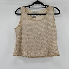 Adrianna Papell Occasions Beaded Silk Set Champagne Formal Evening Wear Size 14