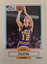 NBA John Stockton PG 1990-1991 Fleer Base Card #189 HOF ALL STAR ALL TIME GREAT 
