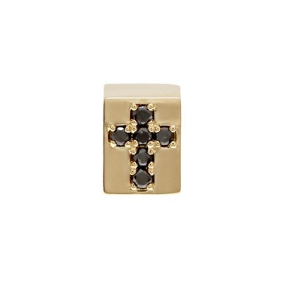 K18 Yellow Gold Black Diamond Cross Pen Head YG BD