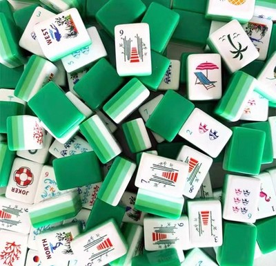 American Mahjong Tiles 160-Piece Acrylic 4-Layer Green Beach Series