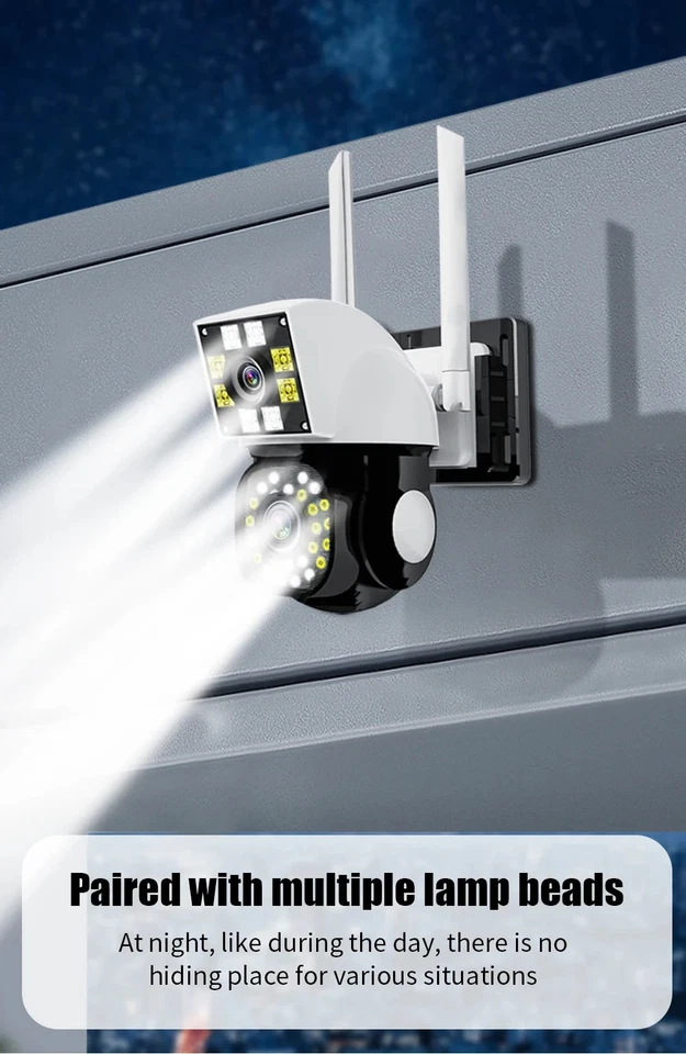 Telecamera WiFi da Esterno 4K 8MP Doppio Obiettivo IP Cam Sicurezza HD - Immagine 2 di 4