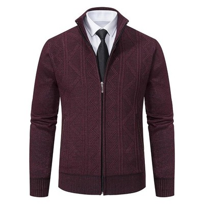 Men's Cashmere Padded Warm Knitted Sweater Coat Casual Spring Outerwear Jumper