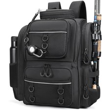 Large Fishing Tackle Backpack Bag With Rod Holders Strong Materials Gear