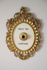 Press for Button Press for Champagne Framed Vintage Button Champagne Themed Deco