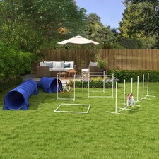 7 Piece Dog Agility Training Equipment W/ Tunnels, Weave Poles