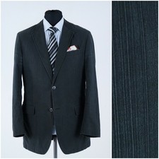 Mens Cotton Blazer 40R UK Size STONES Black Striped Sport Coat Travel Jacket