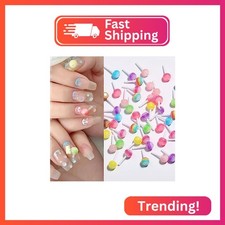 DUFEIMOY Rainbow 50Pcs 3D Lollipop Nail Charms, Resin Macaron Candy Nail Accesso