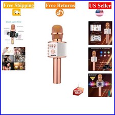 Rose Gold Wireless Bluetooth Karaoke Microphone, Portable Handheld Mic with S...