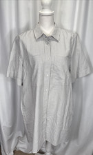 Everlane Organic Cotton Oxford Short Sleeve Stripe Shirt Dress Grey White L
