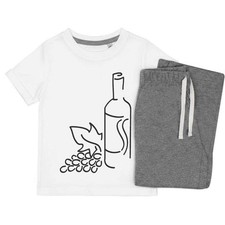 Kinder Nachtwäsche-/Pyjama-Set "Weinflasche & Trauben" (KP010813)