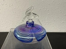 BEAUTIFUL Vintage Iridescent Cobalt Blue Hummingbird Perfume Bottle w/Stopper