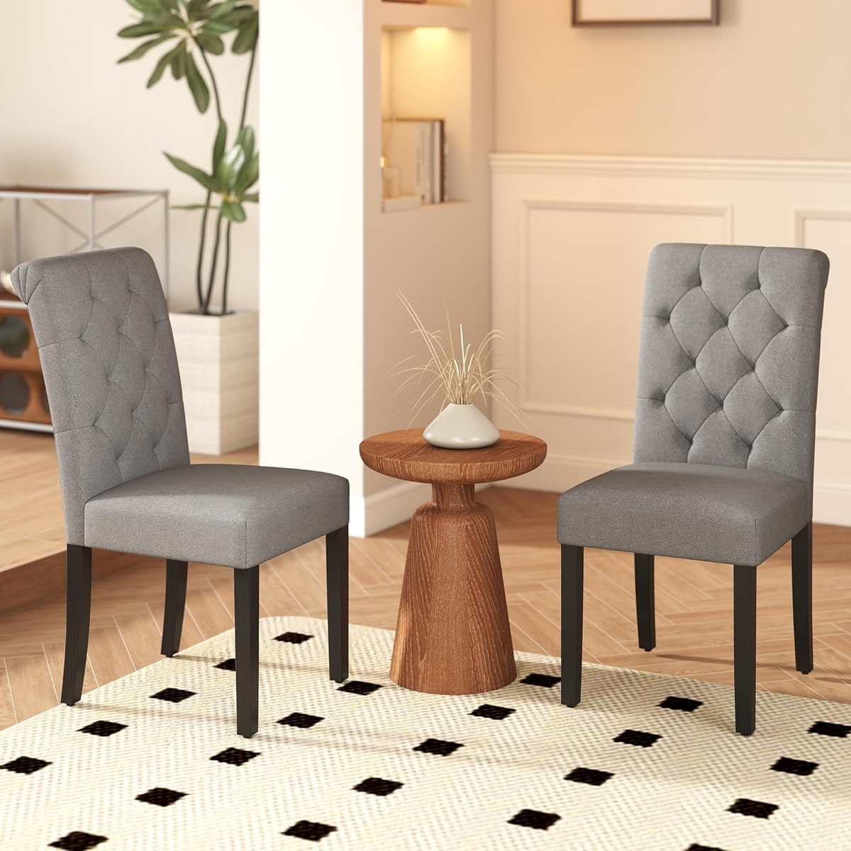 Upholstered Dining Chairs Set of 4,Tufted Parsons Kitchen Chair