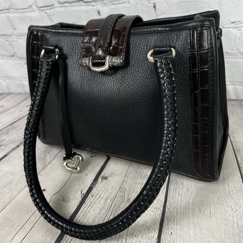 BRIGHTON Vintage Krokodilleder braun schwarz Umhängetasche Handtasche Herzanhänger 301979 - Bild 10 von 15