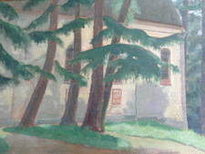 Ernst Brüggemann, Straubing Ölgemälde " Ullrichskapelle auf dem Bogenberg" sign.