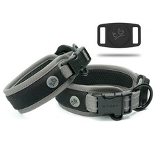 Airtag Dog Collar, Air Mesh Ultra Soft Padding - 3M Reflective Stitching - GREY