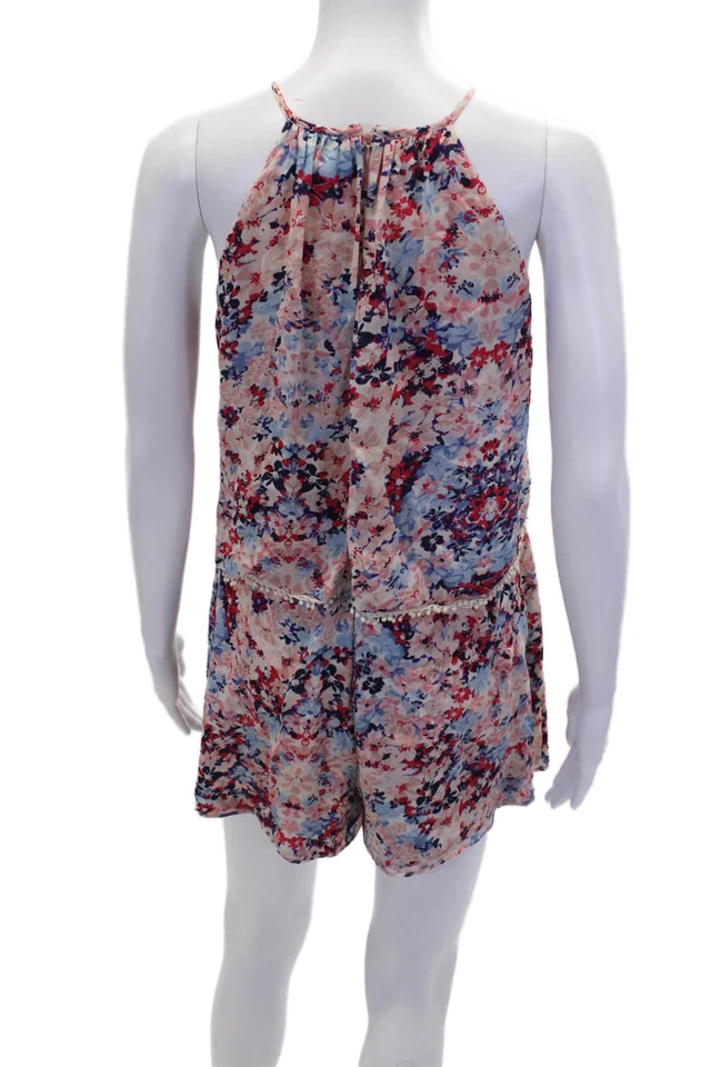 Mameluco sin mangas Parker para mujer seda foral cuello halter multicolor talla M Foto 3 de 4