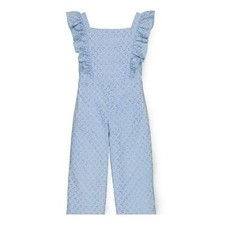 Hope  Henry Baby Girls Light Blue Eyelet Ruffle Jumpsuit 18-24 Months, Preppy