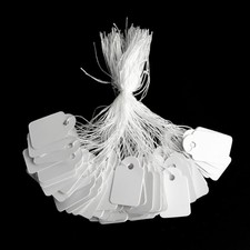 1000pcs White Price Tags with String Attached, Marking Merchandise Strung Tag...