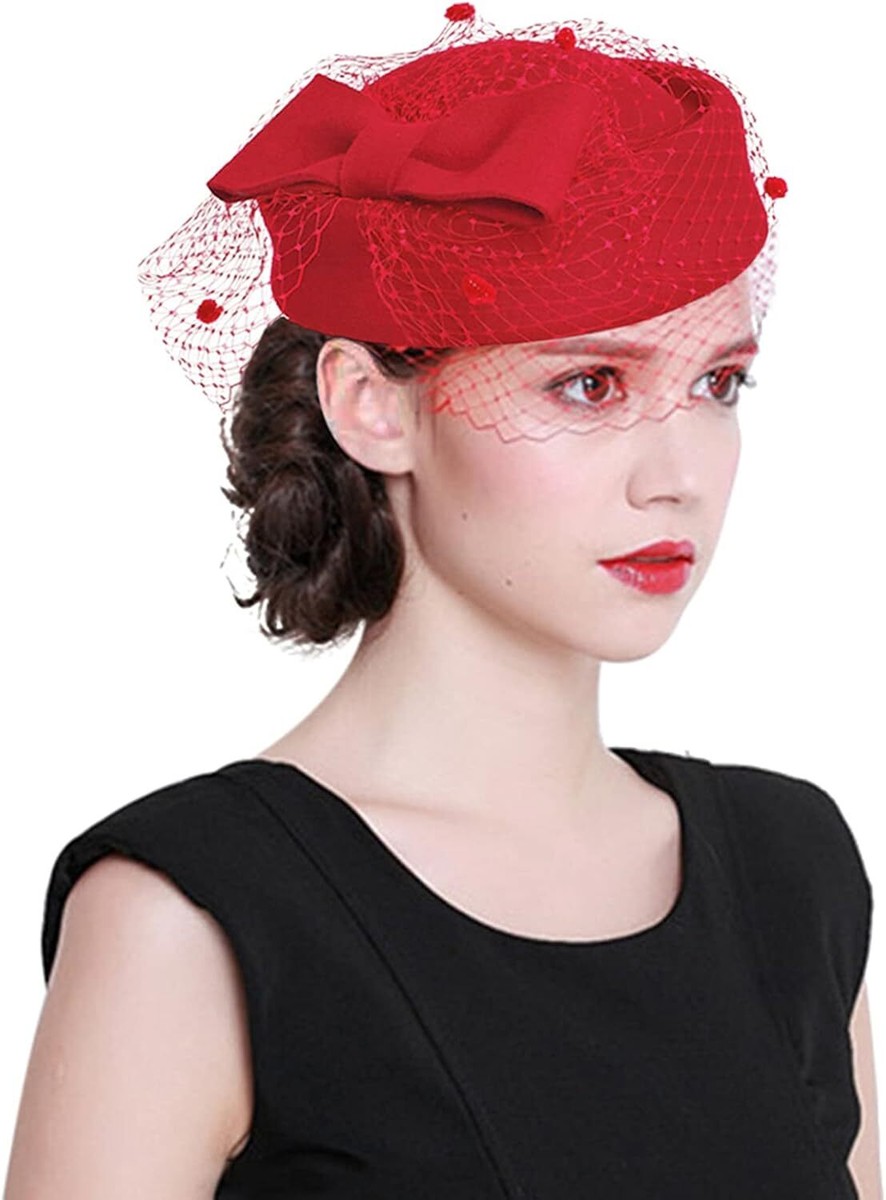 2832 British Style Pillbox Hat Women Church Derby Wedding Winter Vintage Women main image 4