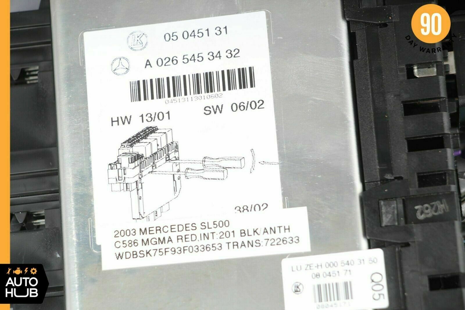 03-12 Mercedes R230 SL500 SL550 SL55 AMG Rear SAM Fuse Box Relay Module OEM
