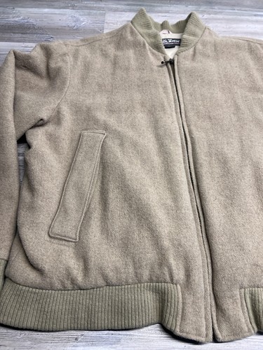 Woolrich Mens Bomber Jacket Insulated Lined Size L Beige Zip Up Coat - Picture 4 of 16