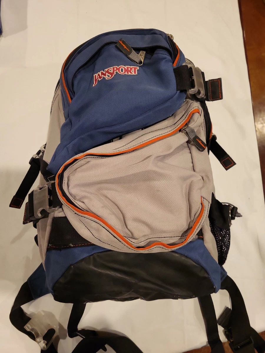 Vintage 90s Jansport Rubber Bottom Backpack Day Pack Blue gray