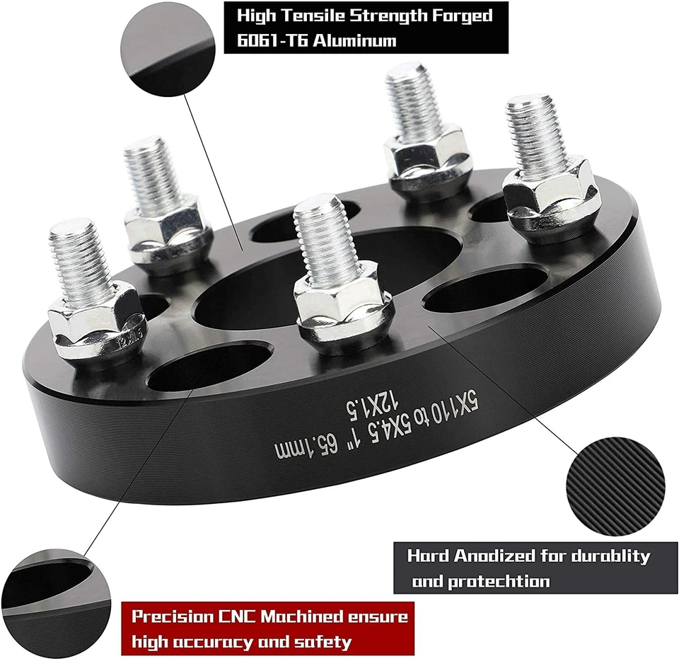 Колесные адаптеры 1 дюйм 5x110 на 5x4,5 диаметр ступицы 65,1 мм M12x1,5 для Chevy Saturn Saab - Изображение 4 из 4