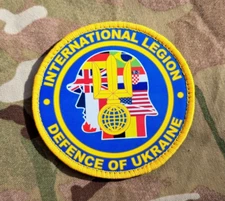 Ukraine International Legion Helmet Patch - Foreign Military Volunteers Support