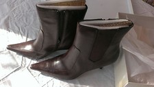 NEW AK Anne Klein iflex Mafarello Brown Leather Pointy Toe Boots Booties 11M NIB