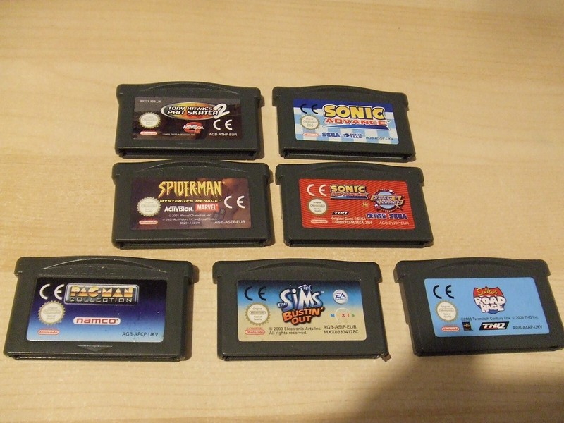 7 Nintendo Game Boy Advance Games - Spider-Man, Sonic, Sims, Tony Hawk's, Pac
