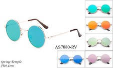 John Lennon Flat Lens Sunglasses Flash Mirror Spring Hinge Round Vintage Retro